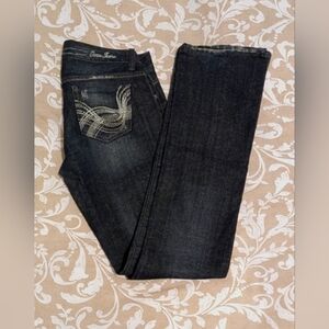 Guess Indigo Straight Leg Starlet Jeans with Embroidered Pockets